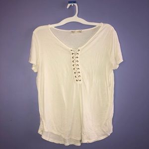 white lace up shirt